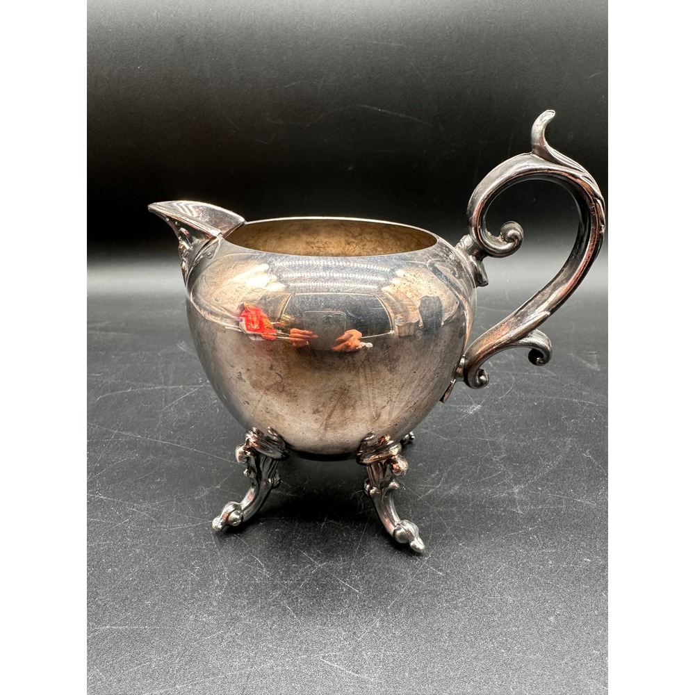 Antique Victorian Footed Silver Plate Creamer‎ Pitcher England BESCo